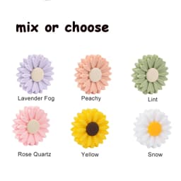LOFCA Leaf 5pcs/10pcs Sunflower Cute Silicone Beads Daisy Food Grade Leaves Teether BPA-Free Baby Snowman Toy Chain Accessories