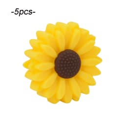 LOFCA Leaf 5pcs/10pcs Sunflower Cute Silicone Beads Daisy Food Grade Leaves Teether BPA-Free Baby Snowman Toy Chain Accessories