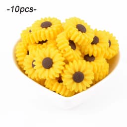 LOFCA Leaf 5pcs/10pcs Sunflower Cute Silicone Beads Daisy Food Grade Leaves Teether BPA-Free Baby Snowman Toy Chain Accessories