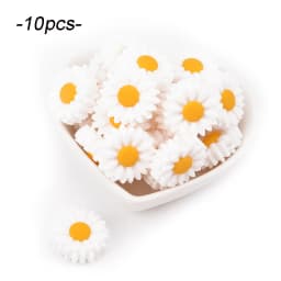 LOFCA Leaf 5pcs/10pcs Sunflower Cute Silicone Beads Daisy Food Grade Leaves Teether BPA-Free Baby Snowman Toy Chain Accessories