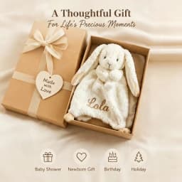 Personalized Baby Lovey Blanket Embroidered Name Bunny Security Blanket Soft Comfort Blanket Newborn Baby Shower Gift
