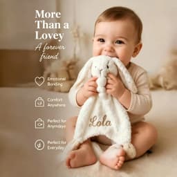 Personalized Baby Lovey Blanket Embroidered Name Bunny Security Blanket Soft Comfort Blanket Newborn Baby Shower Gift