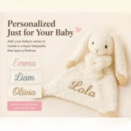 Personalized Baby Lovey Blanket Embroidered Name Bunny Security Blanket Soft Comfort Blanket Newborn Baby Shower Gift