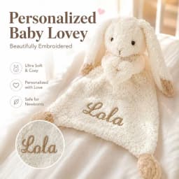 Personalized Baby Lovey Blanket Embroidered Name Bunny Security Blanket Soft Comfort Blanket Newborn Baby Shower Gift