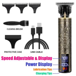 T9 Vintage Electric Hair Trimmer USB Rechargeable Zero Gap Hair Clipper Precision Outline Carving for Men Oil Head Styling