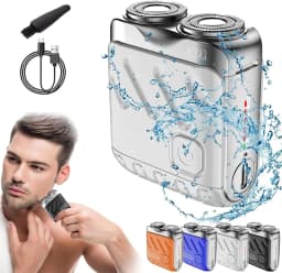 OUFELIME Mini Portable Electric Shaver for Men 9000RPM High Speed Premium Type-C Rechargeable Travel Rotary Razor Beard Trimmer