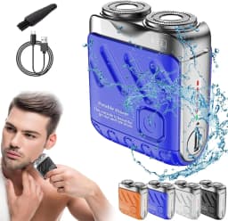 OUFELIME Mini Portable Electric Shaver for Men 9000RPM High Speed Premium Type-C Rechargeable Travel Rotary Razor Beard Trimmer