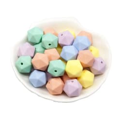 Cute-Idea 10pcs 14mm silicone icosahedron beads teething jewelry necklace bracelet chain BPA free baby product teether polygon
