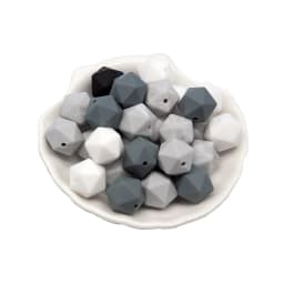Cute-Idea 10pcs 14mm silicone icosahedron beads teething jewelry necklace bracelet chain BPA free baby product teether polygon