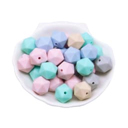 Cute-Idea 10pcs 14mm silicone icosahedron beads teething jewelry necklace bracelet chain BPA free baby product teether polygon