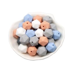 Cute-Idea 10pcs 14mm silicone icosahedron beads teething jewelry necklace bracelet chain BPA free baby product teether polygon