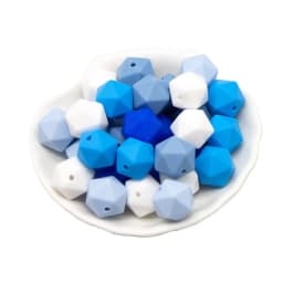 Cute-Idea 10pcs 14mm silicone icosahedron beads teething jewelry necklace bracelet chain BPA free baby product teether polygon