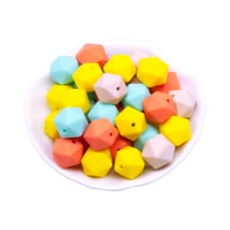 Cute-Idea 10pcs 14mm silicone icosahedron beads teething jewelry necklace bracelet chain BPA free baby product teether polygon