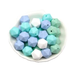 Cute-Idea 10pcs 14mm silicone icosahedron beads teething jewelry necklace bracelet chain BPA free baby product teether polygon
