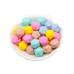 Cute-Idea 10pcs 14mm silicone icosahedron beads teething jewelry necklace bracelet chain BPA free baby product teether polygon