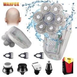 FOXSONIC Shaver For Men 7D Independently 7 Cutter Floating Head Waterproof Electric Razor Beard Trimmer For Men
