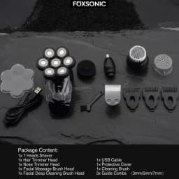 FOXSONIC Shaver For Men 7D Independently 7 Cutter Floating Head Waterproof Electric Razor Beard Trimmer For Men
