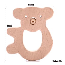 1Pcs Beech Wooden Teether Animal Shape Wood Teething for Baby Molar Rod Toys Wood Necklace Pendant Baby Chew Teether