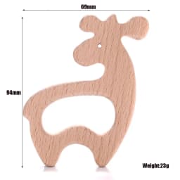 1Pcs Beech Wooden Teether Animal Shape Wood Teething for Baby Molar Rod Toys Wood Necklace Pendant Baby Chew Teether