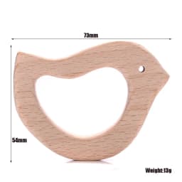 1Pcs Beech Wooden Teether Animal Shape Wood Teething for Baby Molar Rod Toys Wood Necklace Pendant Baby Chew Teether