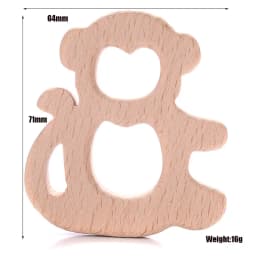 1Pcs Beech Wooden Teether Animal Shape Wood Teething for Baby Molar Rod Toys Wood Necklace Pendant Baby Chew Teether
