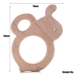 1Pcs Beech Wooden Teether Animal Shape Wood Teething for Baby Molar Rod Toys Wood Necklace Pendant Baby Chew Teether