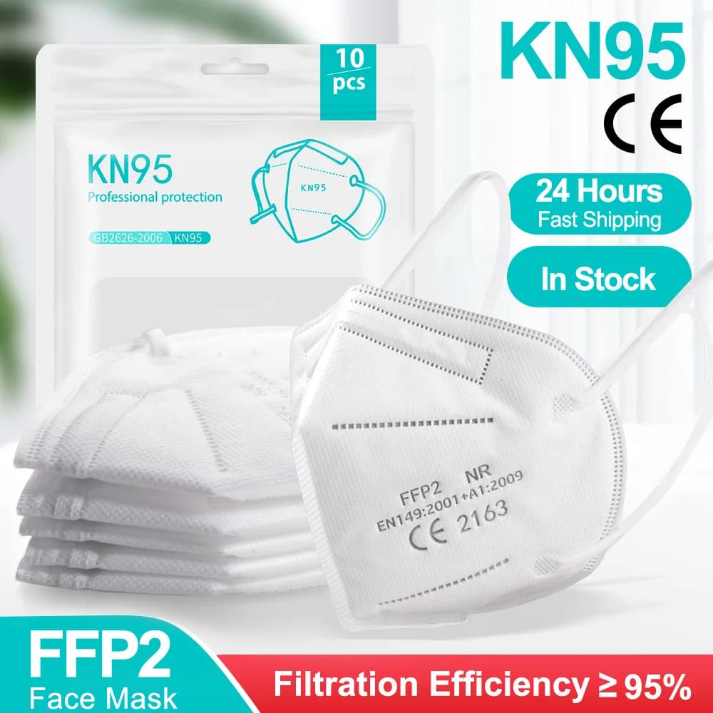 10-200pcs FPP2 Masks Black FFP2 Masks CE Approved ffp2mask Adult 12 Colors Adult Face Mask Dustproof Respirator KN95 Facemask