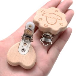 5Pcs/Lot 16 Style Beech Wooden Clip Heart Animals Rainbow Shape Dummy Clips for Baby Pacifier Chain Holder Teether Accessories