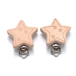 5Pcs/Lot 16 Style Beech Wooden Clip Heart Animals Rainbow Shape Dummy Clips for Baby Pacifier Chain Holder Teether Accessories
