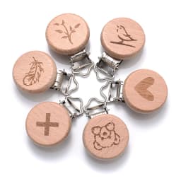 5Pcs/Lot 16 Style Beech Wooden Clip Heart Animals Rainbow Shape Dummy Clips for Baby Pacifier Chain Holder Teether Accessories