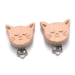 5Pcs/Lot 16 Style Beech Wooden Clip Heart Animals Rainbow Shape Dummy Clips for Baby Pacifier Chain Holder Teether Accessories