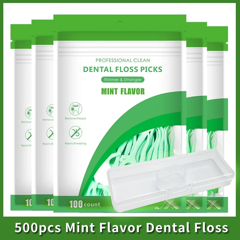 500/300/100/10pcs Mint Flavor Dental Floss Safe High-Grade Toothpick Stick Toothpicks Ultrathin Peppermint Flavor Teeth Floss