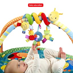 Caterpillar Baby Stroller Spiral Hanging Early Learning Toy with BB Squeaker Crinkle Paper for Crib Car Seat Infant 0-12 Months