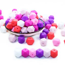 BOBO.BOX 30pcs 14mm Hexagon Silicone Beads Food Grade Silicone Baby Teether BPA Free Baby Teething Pacifier Chain Beads Pendant