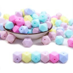 BOBO.BOX 30pcs 14mm Hexagon Silicone Beads Food Grade Silicone Baby Teether BPA Free Baby Teething Pacifier Chain Beads Pendant
