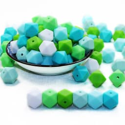 BOBO.BOX 30pcs 14mm Hexagon Silicone Beads Food Grade Silicone Baby Teether BPA Free Baby Teething Pacifier Chain Beads Pendant