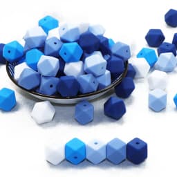 BOBO.BOX 30pcs 14mm Hexagon Silicone Beads Food Grade Silicone Baby Teether BPA Free Baby Teething Pacifier Chain Beads Pendant