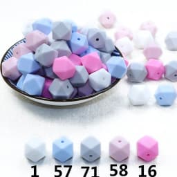 BOBO.BOX 30pcs 14mm Hexagon Silicone Beads Food Grade Silicone Baby Teether BPA Free Baby Teething Pacifier Chain Beads Pendant