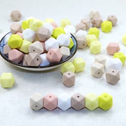 BOBO.BOX 30pcs 14mm Hexagon Silicone Beads Food Grade Silicone Baby Teether BPA Free Baby Teething Pacifier Chain Beads Pendant