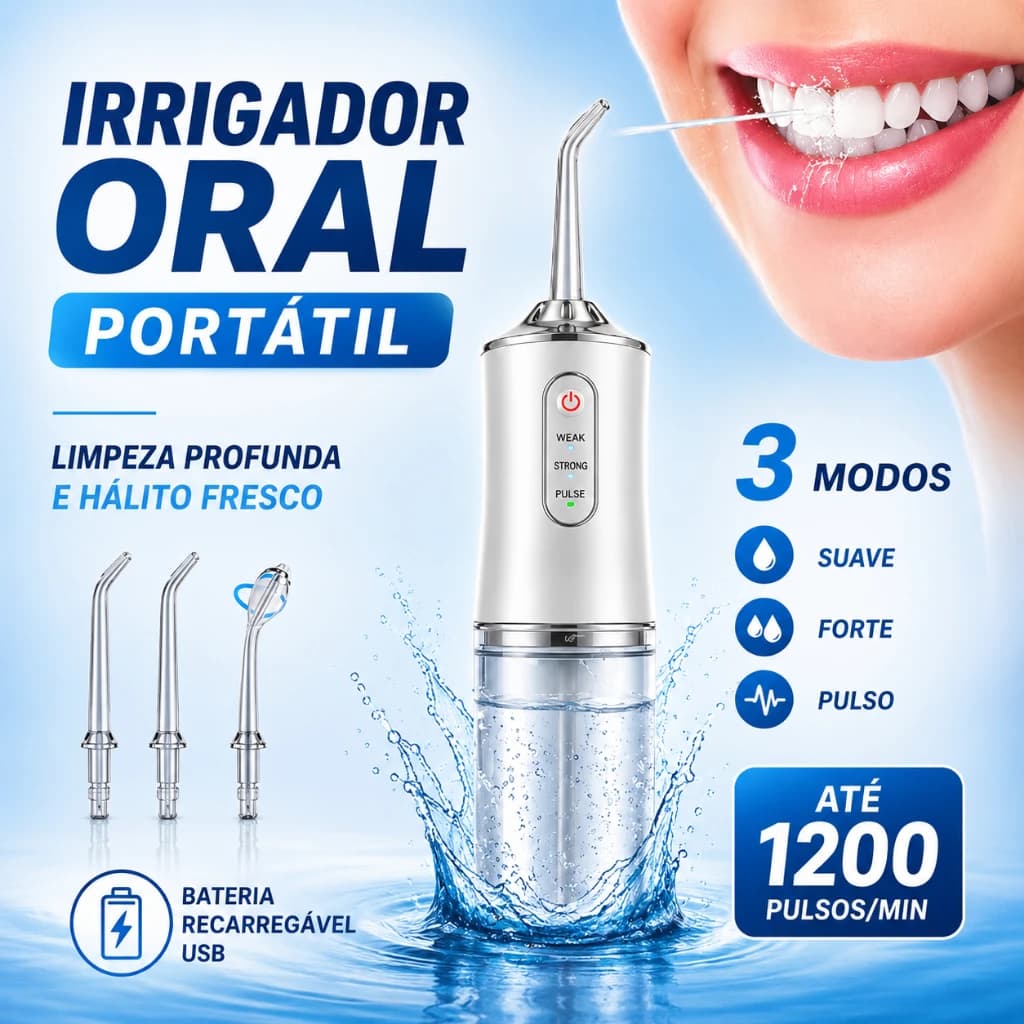 Portable Smart Electric Oral Irrigator Water Flosser with 4 Jets 3 Modes Rechargeable Dental Teeth Cleaner Travel and Daily Use