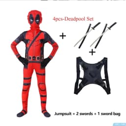 New Movie Character Role Play Costume Superhero Deadpool Costume Mask Sword Bag Suits Halloween Party Cosplay Jumpsuit 3D Style