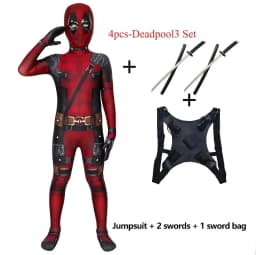 New Movie Character Role Play Costume Superhero Deadpool Costume Mask Sword Bag Suits Halloween Party Cosplay Jumpsuit 3D Style