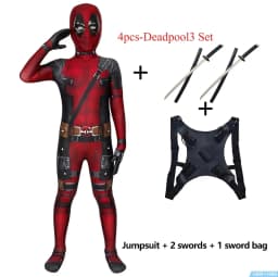 New Movie Character Role Play Costume Superhero Deadpool Costume Mask Sword Bag Suits Halloween Party Cosplay Jumpsuit 3D Style