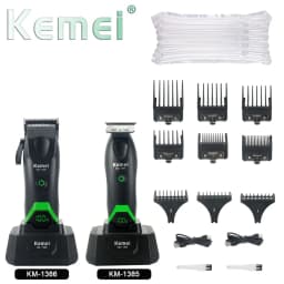Kemei Professional Hair Clipper LED Display Trimmer Charging Base Hair Care Appliance Adjustable Clipper for Men KM-1385 KM-1386