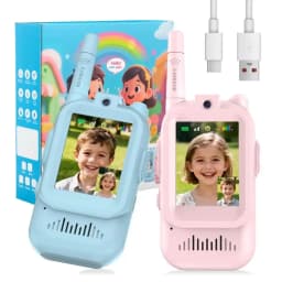 Kids Video Walkie Talkies 2 Pack Long Range Walkie-Talkie Rechargeable for Indoor Camping Hiking Travel Gift for Boys Girls