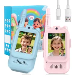 Kids Video Walkie Talkies 2 Pack Long Range Walkie-Talkie Rechargeable for Indoor Camping Hiking Travel Gift for Boys Girls