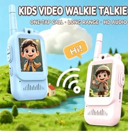 Kids Video Walkie Talkies 2 Pack Long Range Walkie-Talkie Rechargeable for Indoor Camping Hiking Travel Gift for Boys Girls
