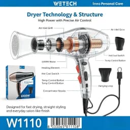 2200W Professional Hair Dryer AC100-240V Adjustable Temperature Speed Cold Shot Blow Dryer With Concentrator Nozzle Salon Home Travel Hair Styling Tool