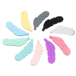 Cute-Idea 10PCs Silicone Beads Feather Teether BPA Free DIY Infant Teething Necklace Rodent Pendant Jewelry Nursing Shower