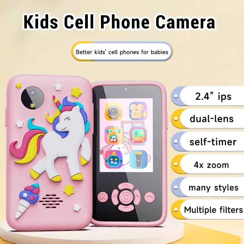Baby Phone Toys Smart Phone Camera Toys Cartoon Musical Mini Cellphone Learning Toy Silicone cover Toy Kids Digital Camera Gift